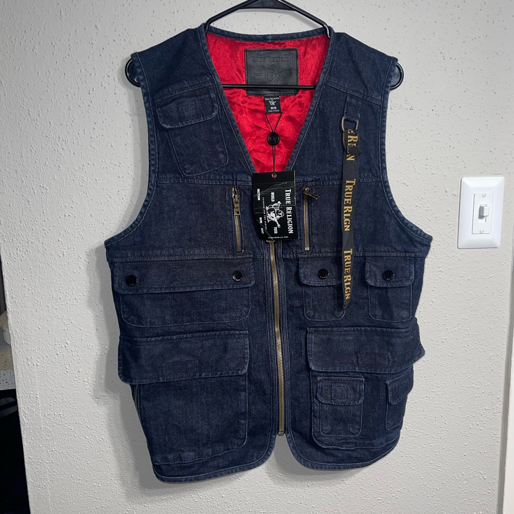 True Religion Denim Mens Vest Blue Size Medium M